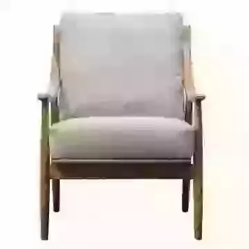 Reliant Armchair Natural Fabric With Exposed Wooden Frame 